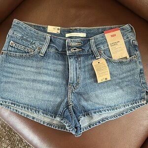 Levi's Superlow Denim Shorts in Medium Blue Wash
